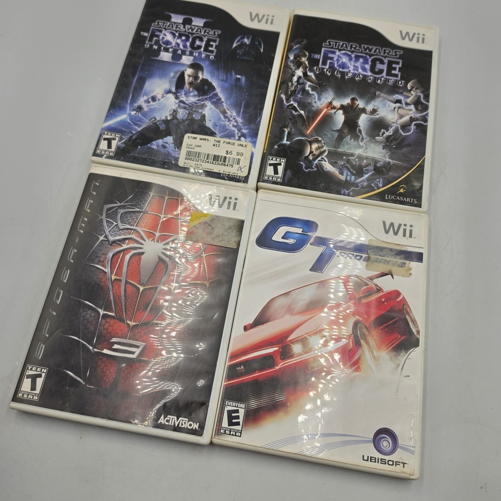 Nintendo Wii 4 Games Star Wars The Force 1 & 2 Gt Pro Series Spiderman 3 Complet